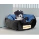 Legowisko dla psa 70 cm personalizowane ROZBIERALNE antyslip WELUROWE niebiesko-czarne