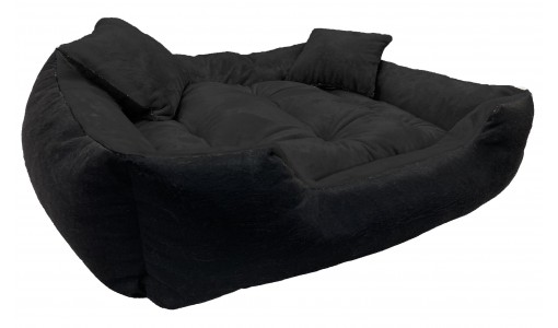 Włochate pluszowe legowisko kanapa 45x35cm +2 poduszki kolor czarny